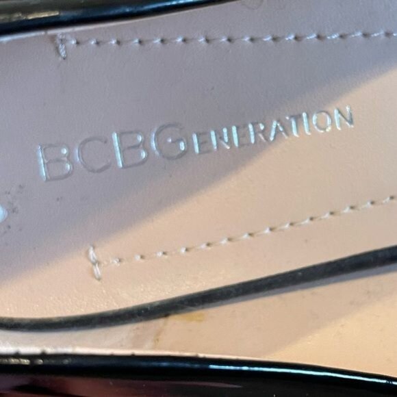 BCBGeneration Brazen Black Patent Leather Peep-Toe Platform Heels Womens Size 9 - Picture 8 of 8